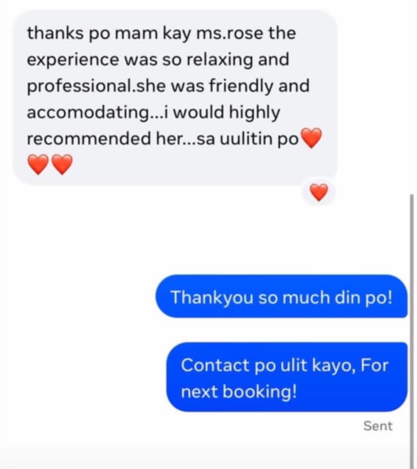 Guest feedback — relaxing and professional experience